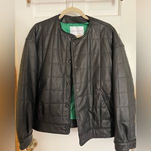 Rebecca Minkoff faux leather quilted bomber jacket Size M NWT